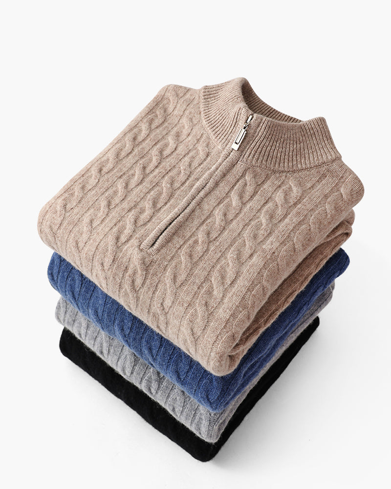 MAISON VALEUR CABLE-KNIT HALF-ZIP SWEATER