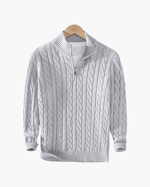 MAISON VALEUR CABLE-KNIT HALF-ZIP SWEATER