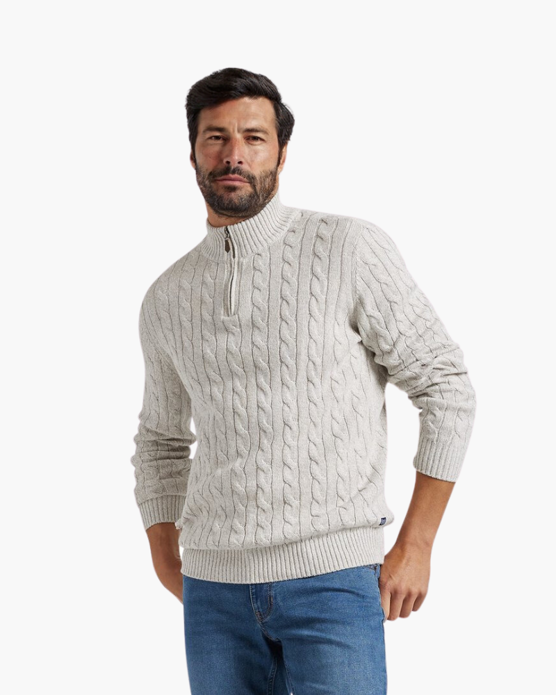 MAISON VALEUR CABLE-KNIT HALF-ZIP SWEATER