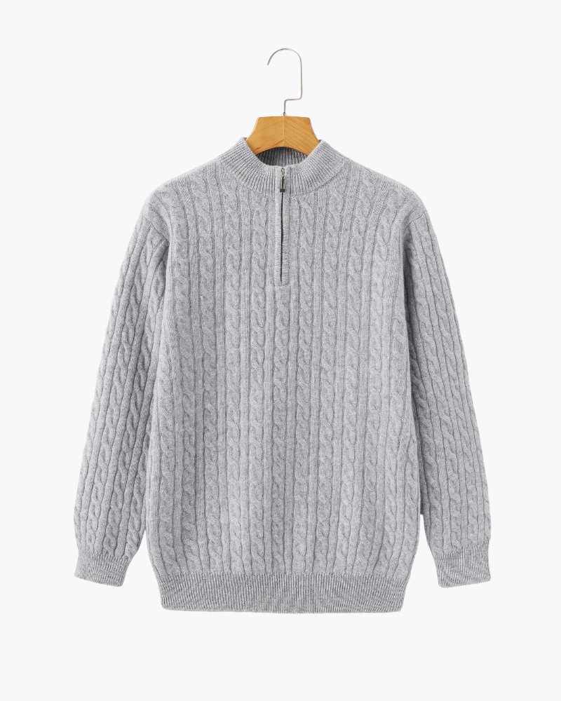 MAISON VALEUR CABLE-KNIT HALF-ZIP SWEATER