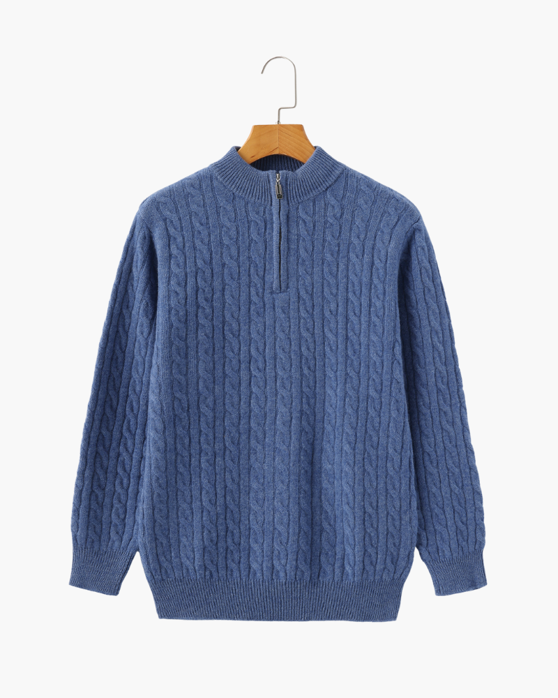 MAISON VALEUR CABLE-KNIT HALF-ZIP SWEATER