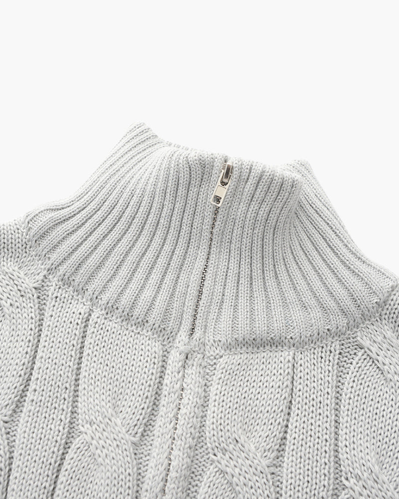 MAISON VALEUR CABLE-KNIT HALF-ZIP SWEATER