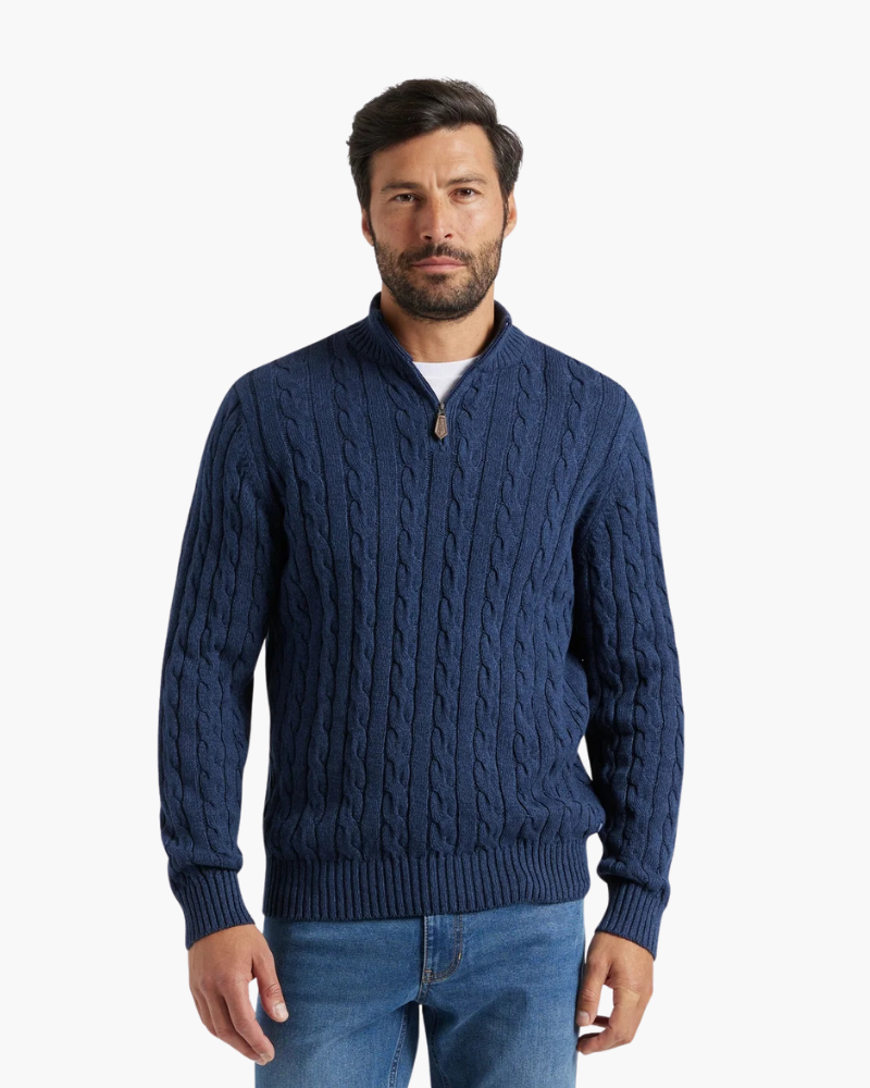 MAISON VALEUR CABLE-KNIT HALF-ZIP SWEATER