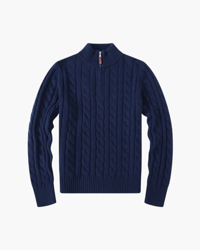 MAISON VALEUR CABLE-KNIT HALF-ZIP SWEATER