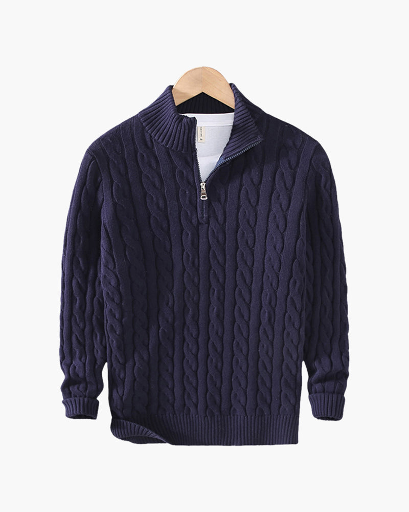 MAISON VALEUR CABLE-KNIT HALF-ZIP SWEATER