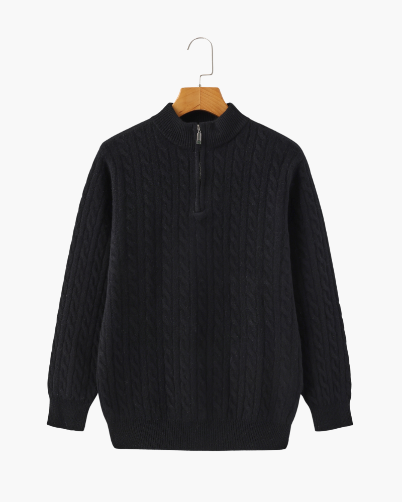 MAISON VALEUR CABLE-KNIT HALF-ZIP SWEATER
