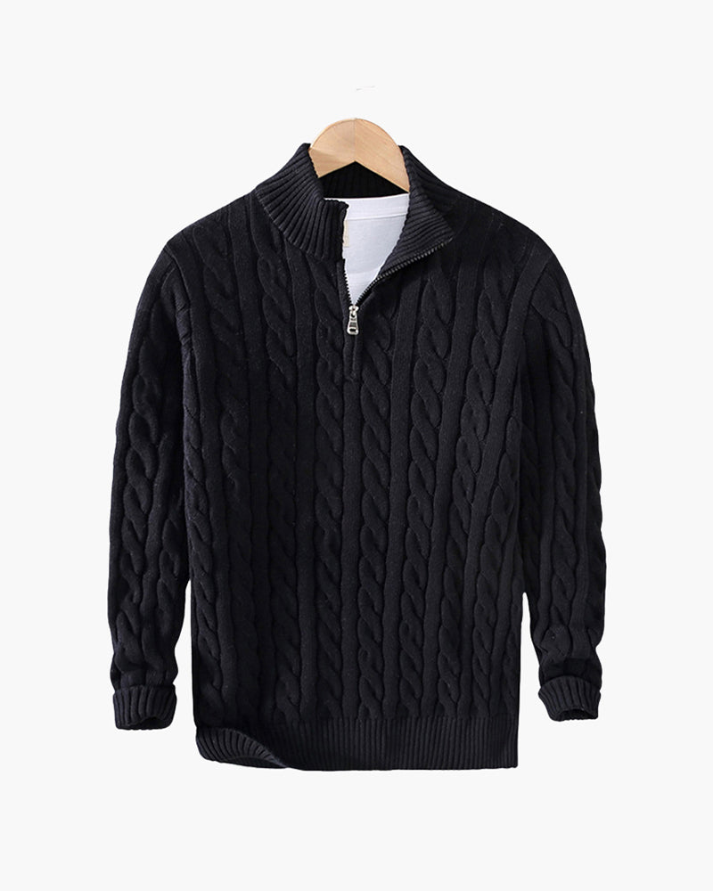 MAISON VALEUR CABLE-KNIT HALF-ZIP SWEATER