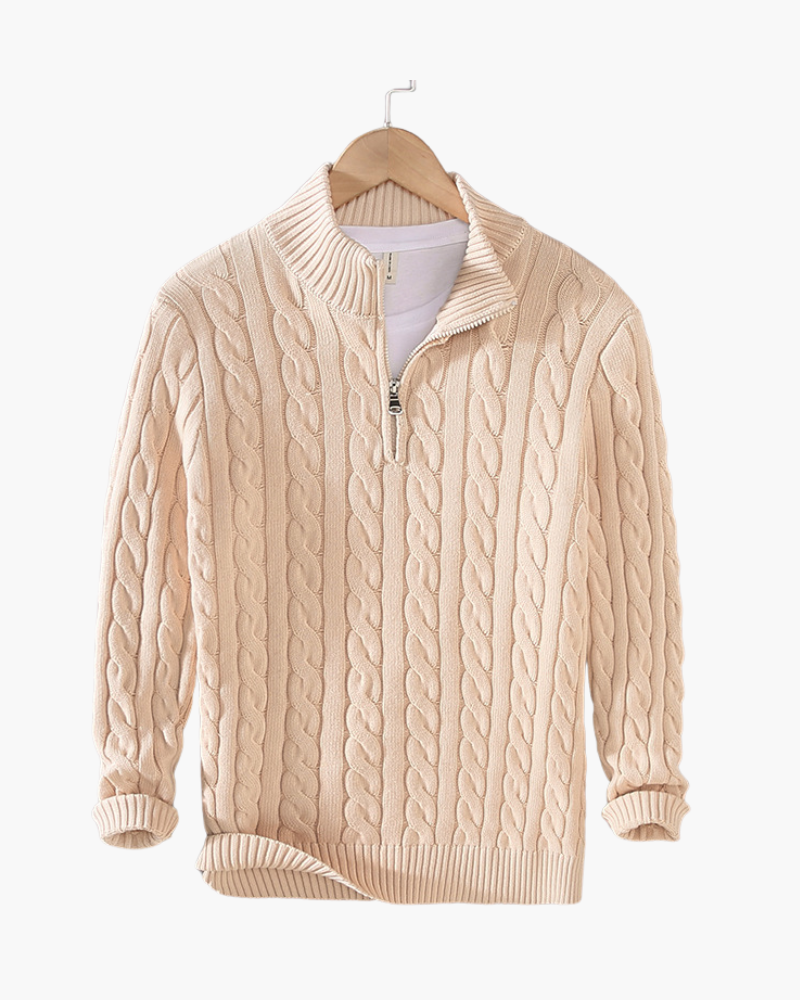MAISON VALEUR CABLE-KNIT HALF-ZIP SWEATER